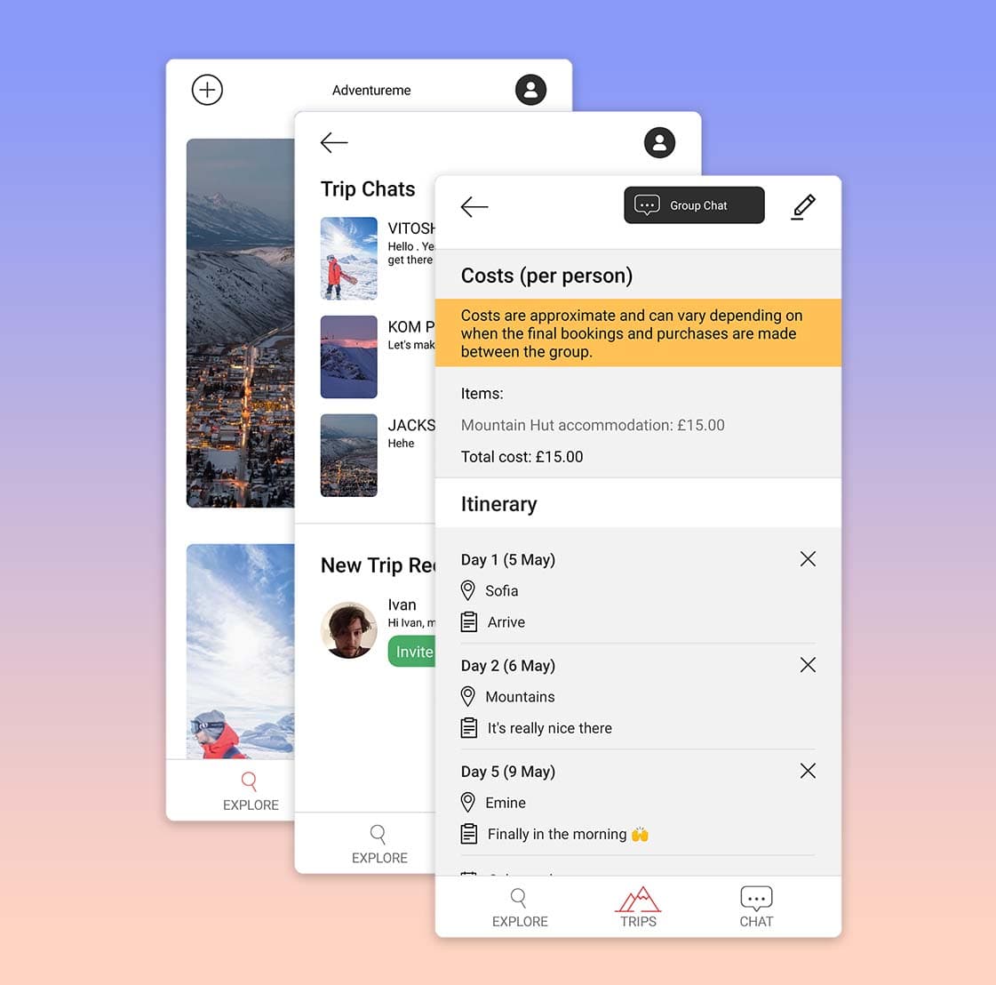Adventureme - Full-stack Travel Sharing App project screenshot