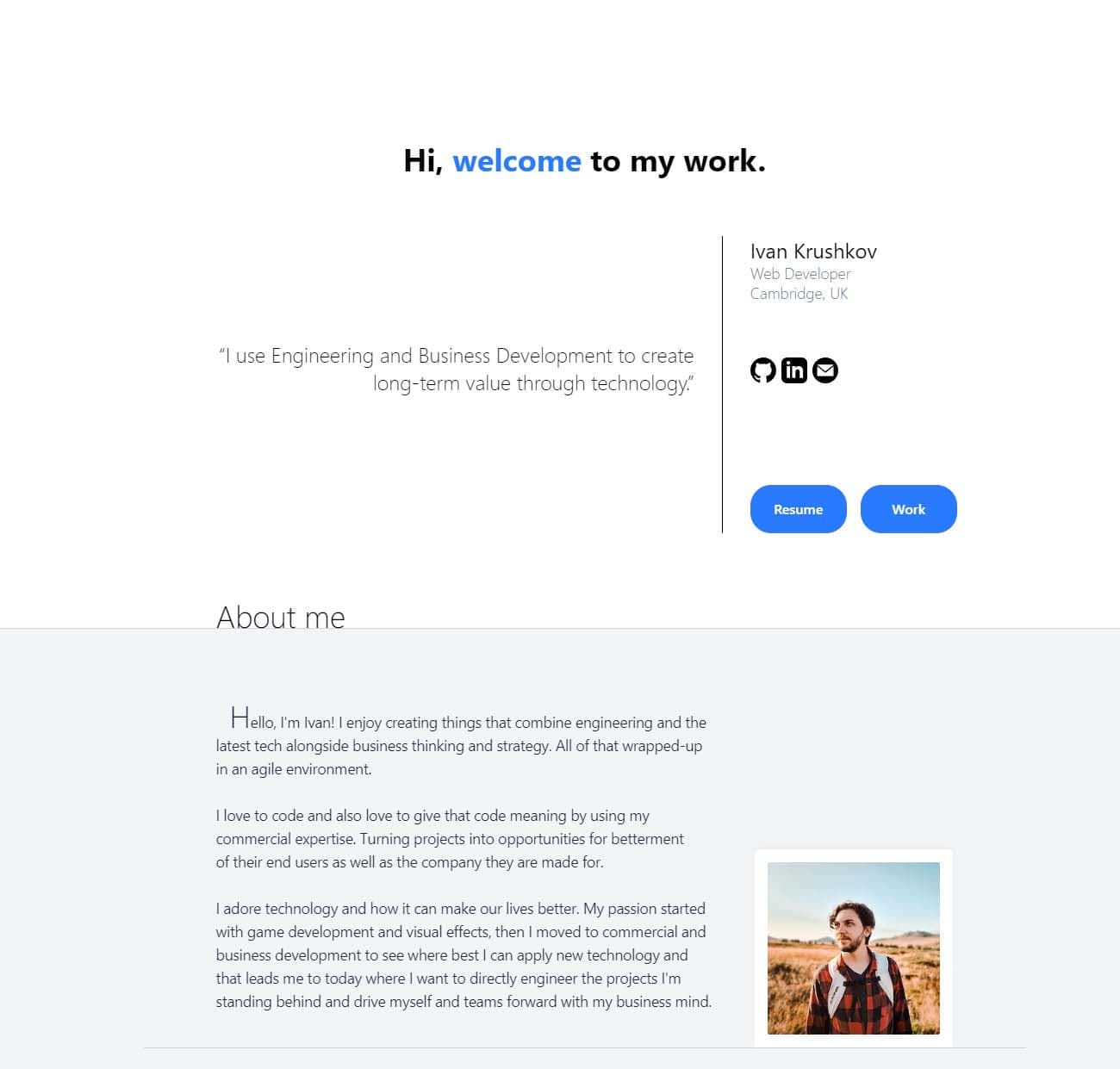 Next.js Typescript and Tailwind Portfolio project screenshot